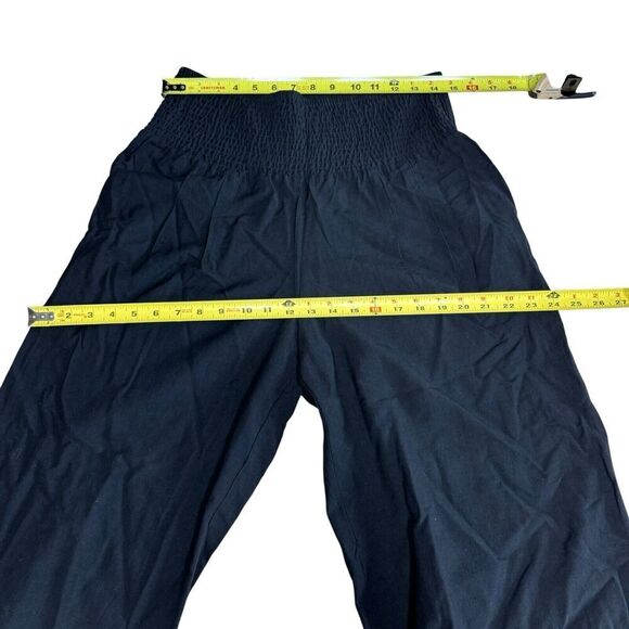 Chouyatou Women Casual Wide Leg Cotton Flax Loose Trousers Medium Black - Picture 5 of 10